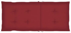 Cadeiras jardim c/ almofadões vermelho tinto 4 pcs teca maciça