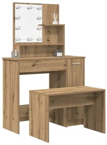 Conjunto penteadeiracom LED deriv. madeira carvalho artisiano