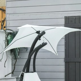 Espreguiçadeira Suspensa com Guarda Sol - Creme - Design Moderno