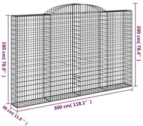 Cestos gabião arqueados 8pcs 300x30x180/200cm ferro galvanizado