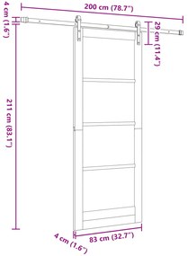 Porta Deslizante vidaXL com Conjunto de Ferragens Branca 83x211 cm Mad