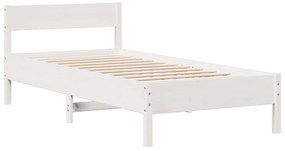 Cama com estante sem colchão 100x200 cm pinho maciço branco