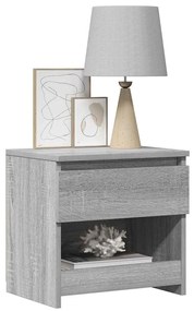 Mesa cabeceira 2pcs 40x30x39cm derivado madeira cinzento sonoma