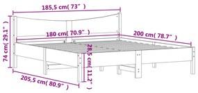 Cama sem colchão 180x200 cm madeira de pinho maciça branco