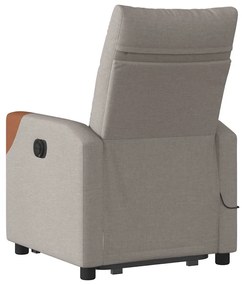 Poltrona elevatória de massagens tecido cinzento-acastanhado