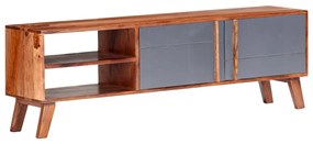 Móvel de TV 140x30x45 cm madeira maciça cinzento
