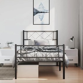 Estrutura de cama com cabeceira e pés 100x200 cm metal preto