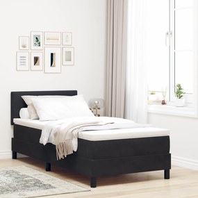 vidaXL Cama Box Spring com Colchão & LED Preto 80x200 cm Veludo