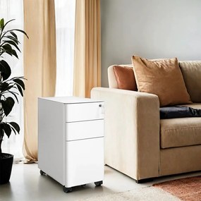 Bloco gavetas escritório com rodas 46 x 30 x 59,2 cm branco