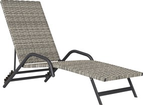 Outsunny Espreguiçadeira em Rattan Trançado Reclinável 4 Posições Formato S 156x62x96 cm Castanho | Aosom Portugal