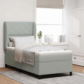 Cama Box com Colchão vidaXL Cinza Claro 90x190 cm Veludo