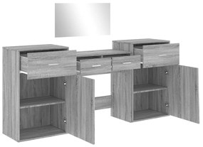 Conj. de toucador 4 pcs derivados de madeira cinzento sonoma