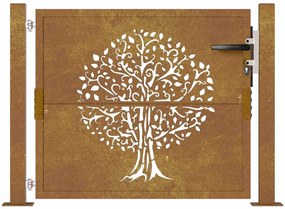 Portão de jardim 105x105 cm aço corten design árvore