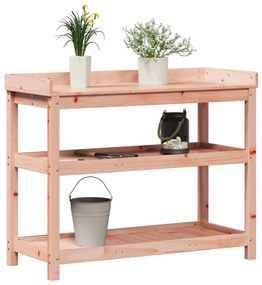Mesa de jardinagem com prateleiras madeira de douglas maciça