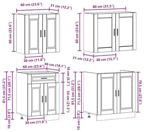 4 peças armário de cozinha conjunto Kalmar branco brilhante