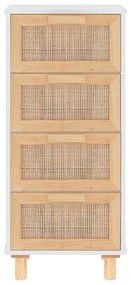 Aparador 40x30x90 cm madeira pinho maciça/vime natural branco