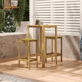 vidaXL 3 pcs conjunto de bar para jardim madeira de pinho impregnada