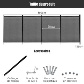 Cadeira de rede com altura ajustável em 6 posições e bolso lateral - cinza