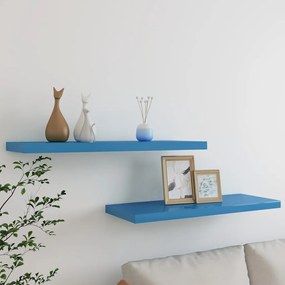 vidaXL Prateleiras parede suspensas 2 pcs 80x23,5x3,8cm MDF azul