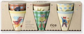 Conjunto de 6 copos pequenos de melamina HERO 160 ml rice para criança quadrados verde