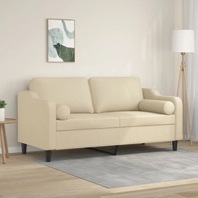 vidaXL Sofá 2 lugares + almofadas decorativas 140 cm tecido cor creme