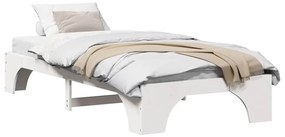 Estrutura de Cama Branca 90x200 cm em Madeira de Pinho Sólido da