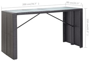 Conjunto de bar para exterior 9 pcs vime PE preto