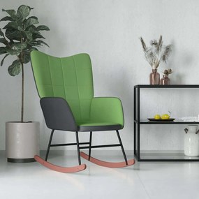 vidaXL Cadeira de baloiço PVC e veludo verde-claro