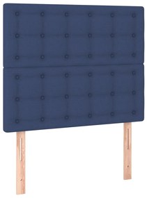 Cama box spring c/ colchão e LED 90x200 cm tecido azul