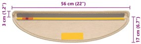 Tapetes escada adesivos aspeto sisal 30 pcs 56x17x3 bege-escuro