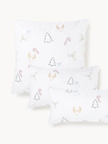 Fronha de almofada em percal de algodão com bordado de Natal Elvien