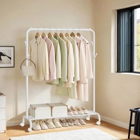 Cabide guarda roupa com rodas de 41 x 103,5 x 155 cm branco