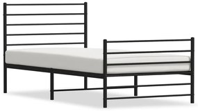Estrutura de cama com cabeceira e pés 107x203 cm metal preto