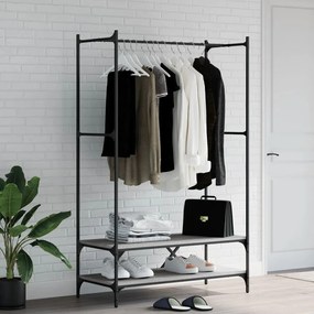 Charriot/Suporte p/ roupas c/ prateleiras deriv. madeira cinzento sono