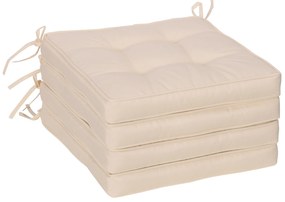 Outsunny Conjunto de Almofadas para Cadeiras de Jantar 42x42x5 cm Jogo de 4 Peças Almofadas para Cadeiras de Jardim Impermeáveis Creme