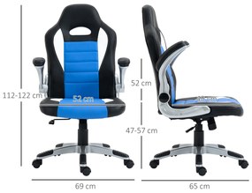 HomCom Cadeira giratória de escritório executivo preto azul e branco