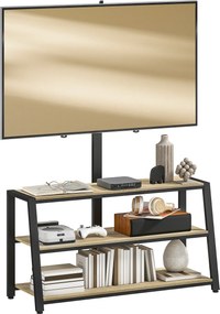 Móvel para televisão com suporte para televisores de 32 a 70 polegadas, prateleiras abertas, ângulo ajustável de 35°, 108 x 41 x 135 cm, efeito de mad