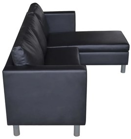 Sofá Paolo Chaise Longue -De 3 Lugares - Cor Preto - 188x122x77 cm - E