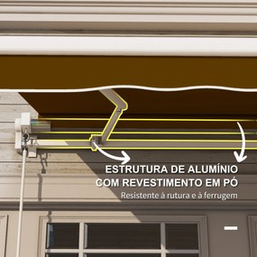 Toldo Manual Retrátil com Manivela 295x245cm Toldo Enrolável Alumínio