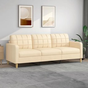 vidaXL Sofá de 3 lugares tecido 210 cm cor creme