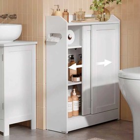 Armário de casa de banho estreito com prateleiras reguláveis 20 x 60 x 80 cm branco