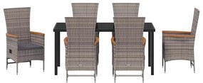 Cadeiras de Exterior 7 pcs Cinzento 160 x 80 x 73 cm Ratan PE