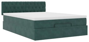 Estrutura de cama otomana com colchão 140x200 cm verde escuro