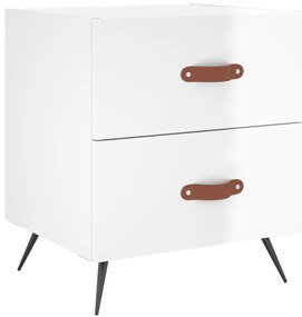 Mesas de cabeceira 2pcs derivados de madeira branco brilhante