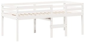 Cama alta com telhado 90x200 cm pinho maciço branco