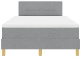 Cama Box Spring com Colchão &amp; LED Cinza Claro 120x200 cm Tecido