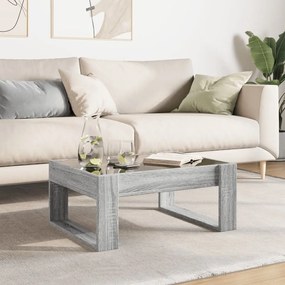 Mesa de centro luzes LED Infinity 70x53x30 cm cinzento sonoma