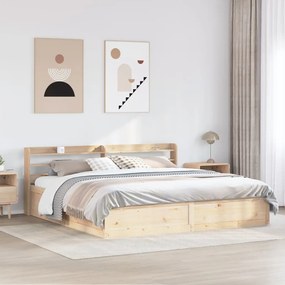 Estrutura de cama com cabeceira 200x200 cm pinho maciço