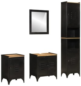4 pcs conj. móveis p/ casa de banho ferro e mangueira maciça