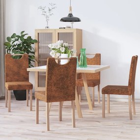 vidaXL Cadeiras de jantar 4 pcs camurça artificial castanho